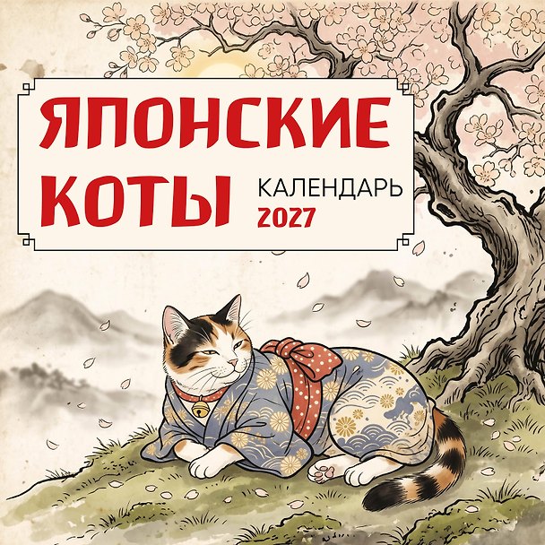 Календарь 2027г 300*300 "Японские коты" настенный, на скрепке 3174369 — 1