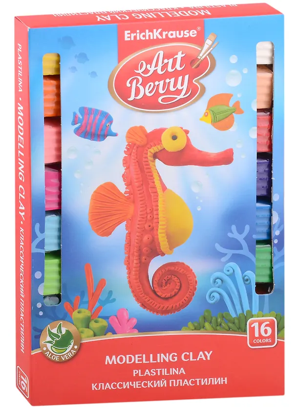 Пластилин 16цв 288гр с Алоэ Вера, стек, к/к, Art Berry  2928495 — 1