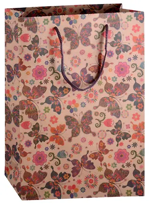 Пакет А4 32*23*9 «Бабочки и цветы» крафт, женск. 260700