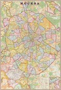 Карта "Москва современная", экодизайн (1,09х1,60м) (1:34 000)
