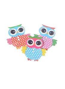 Пуговицы деревянные Совы с ресницами (11093501) (3,5см) (3 шт.) (упаковка)