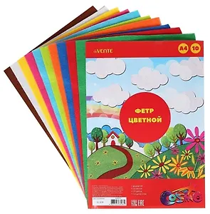 Фетр цветной "deVENTE. Яркие цвета" A4, 10 цветов