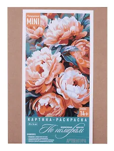 Картина-раскраска по номерам "Букет пионов". 20х14 см.