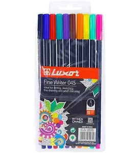 Ручки капиллярные 10цв "Fine Writer 045" 0,8мм, Luxor