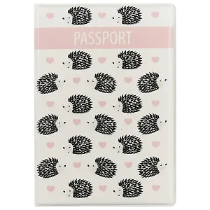 Обложка для паспорта Ежики и сердечки (ПВХ бокс) (ОП2018-182)
