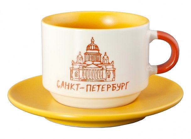 Набор чашка+блюдце "СПб. Исаакий", желтый 3173289 — 1