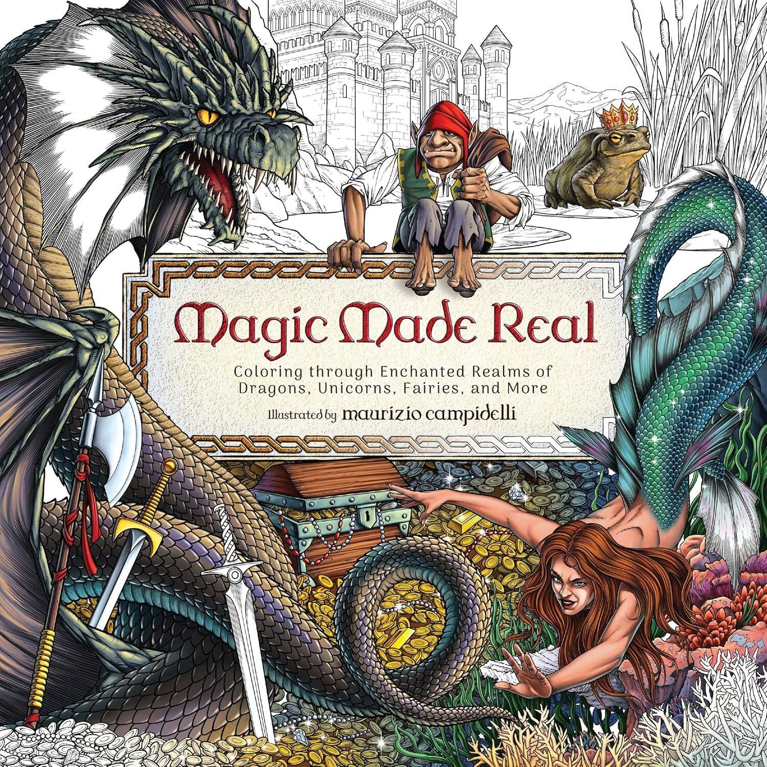 

Coloring Through Enchanted Realms of Dragons, Unicorns, Fairies, and More Раскрашиваем миры драконов, единорогов, фей / Книги на английском языке