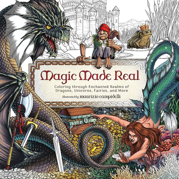 Книга Coloring Through Enchanted Realms of Dragons, Unicorns, Fairies, and More Раскрашиваем миры драконов, единорогов, фей / Книги на английском языке () — 1