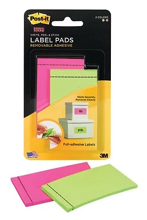 Блок бумаги 48*73 самоклеящийся Post-it 2 бл.х25л, розово-салатовый, суперклейкий, 3M 223846