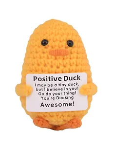 Мягкая игрушка с пожеланием Уточка (вязаная) (11см) (12-4305-202508-XP20)