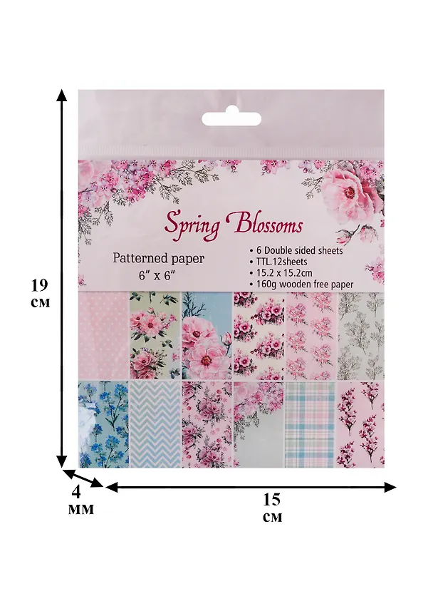 Бумага для скрапбукинга двусторонняя Spring Blossom, 15,2*15,2 (12дизайнов 12 листов) 2727279 — 2