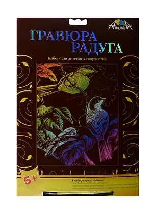 Гравюра Радуга А4 Птички (C2276-02) (металл. эффект-радуга) (+штихель) (Апплика) (5+) (упаковка) 2503776