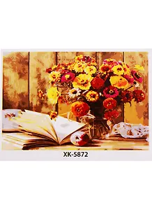 Набор д/творчества Рыжий кот Палитра Холст с красками 40х50см (20цв.) Яркий букет и книга ХК-5872