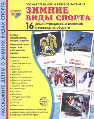 Зимние виды спорта. 16  демонстрационных картинок с текстом на обороте — 2868412 — 1