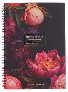 Тетрадь А4 96 листов в клетку "Blossom. Peonies on black", на спирали
