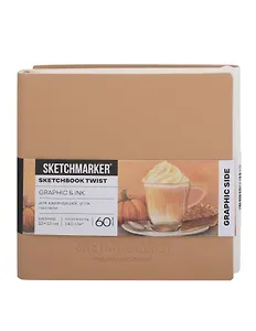 Скетчбук 12*12 60 л "Sketchmarker" Graphic&Ink белый, 140г/м2, кремовая бумага + 40 л бежевый, 200г/м2, белый офсет,  мягк. обл.
