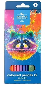 Карандаши цветные 12цв "Racoon" к/к, подвес, Koh-I-Noor