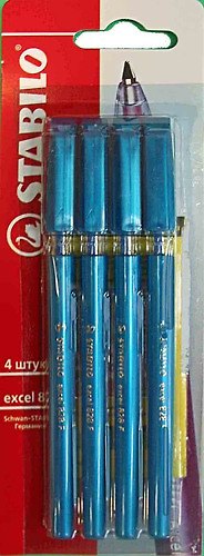 Ручки шариковые Stabilo, Excel, синие 4 штуки 369997 — 1