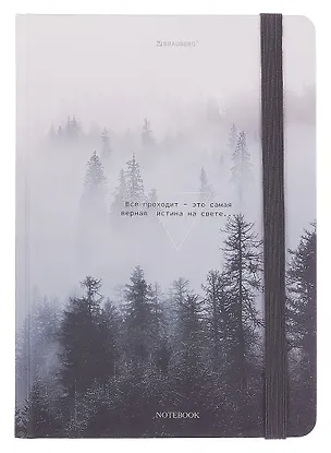 Книга для записей А5 96л кл. "Туман" тв.обложка, резинка 3107002