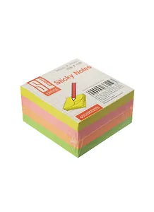 Блок бумаги 76*76 самоклеящийся 4цв неон 400л, SL