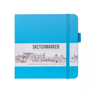 Скетчбук 12*12 80л "Sketchmarker" синий неон, 140г/м2, слоновая кость, тв.обл. — 3012387 — 1