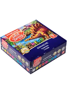 Краски гуашевые 09цв., НЕОН, 20мл, c УФ защитой яркости, банка, к/к, Art Berry