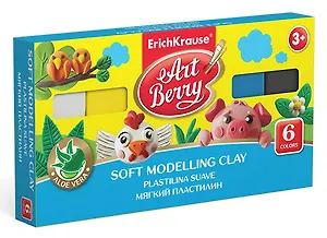 Пластилин 06цв 120гр с Алоэ Вера, стек, к/к, Art Berry