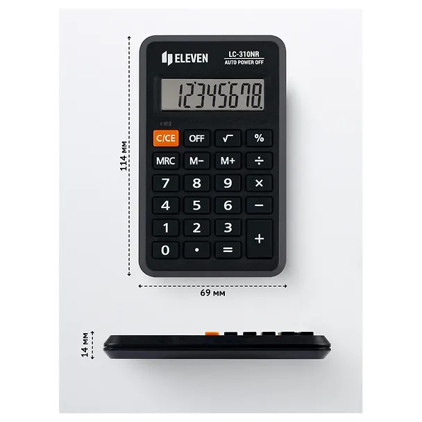 Калькулятор 08 разрядный, карманный, 2-е питан., черный, Eleven LC-310NR 2997279 — 4