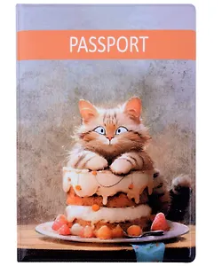 Обложка для паспорта Сладкие коты Кондитер (Кот с тортом) (ОП2024-420)