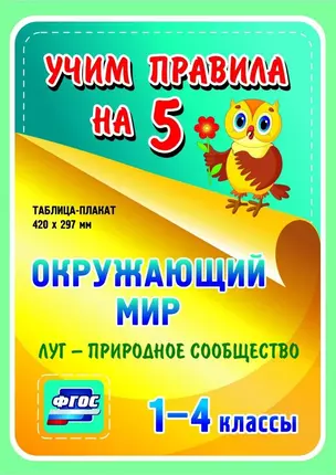 Окружающий мир. Луг - природное сообщество. 1-4 классы. Таблица-плакат — 2784518 — 1