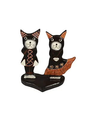 Фигурка декоративная дерево Кот и Кошка танцоры (14см) (666195) 2471134