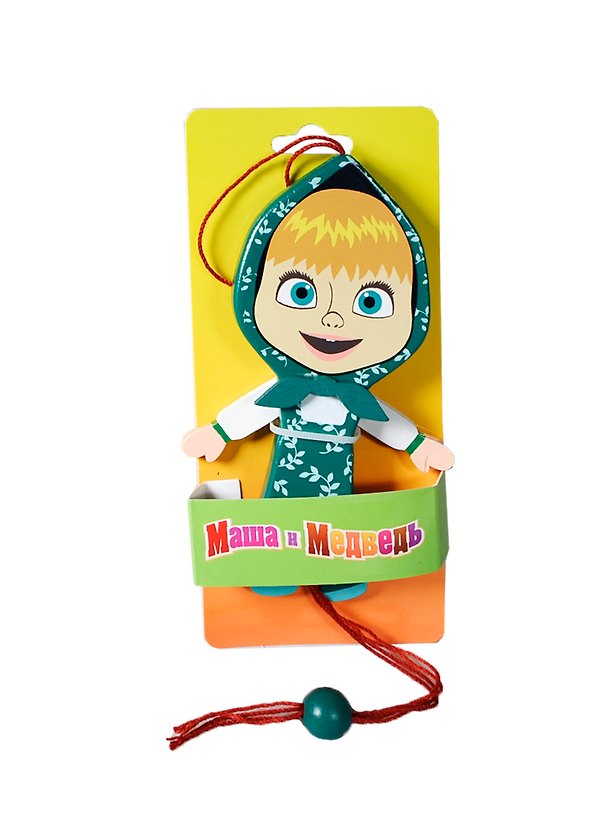 Игрушка деревянная Маша дергунчик (зеленая) (YX109) (упаковка) 2394911 — 1