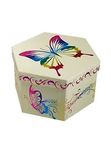 Коробка подарочная "Бабочка" 20.5*17.8*11.2 шестиугольная, гологр.тиснение, картон, Вейксинг