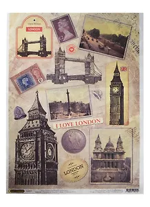 Рисовая бумага для декупажа Craft Premier Прогулка по Лондону (CP01716) (А3) (25г/м) (упаковка)