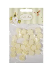 Цветочки пластиковые, 1.3 см, 25 шт/пакет, молочные (11-08631-3)
