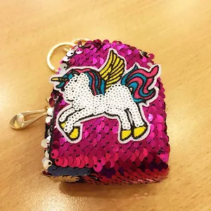 Сувенир, Брелок-рюкзачок с пайетками, 5*10*5см, текстиль,пластик