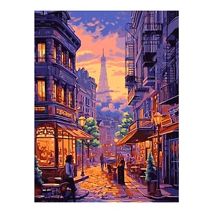 Картина по номерам на картоне 28,5*38 см "Вечерний город"