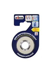 Лента клейкая 19мм*1,5м двухстор., на вспен. основе, д/внутренних работ, белая, подвес, Unibob