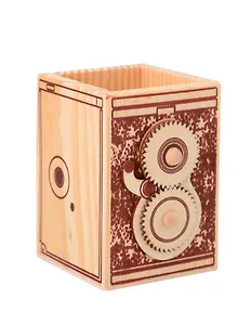 Стакан офисный деревянный Часы KY003