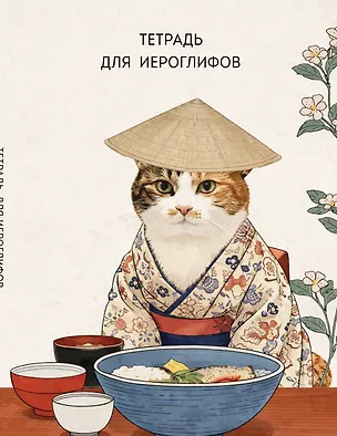Книга Тетрадь для иероглифов, сетка 9х9 мм. (Кот в кимоно) ()