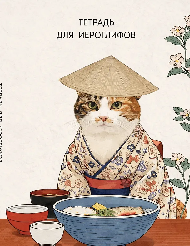 Книга Тетрадь для иероглифов, сетка 9х9 мм. (Кот в кимоно) () — 1
