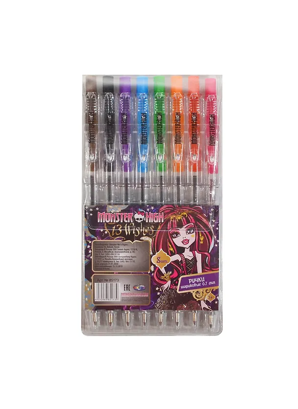 Ручки шариковые 08цв "Мonster high" 0,7мм, блистер, подвес, Centrum 233004 — 1