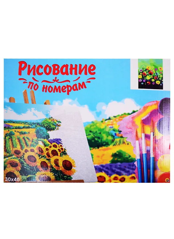 Набор для творчества Рыжий кот Холст с красками 30х40см по номерам. (20 цв.) Необыкновенные цветы Х-6791 2823306 — 2