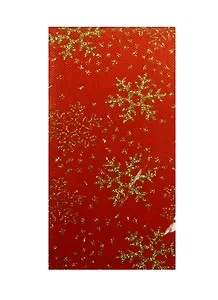 Отрез льна 48*48см, красный с золотыми снежинками (пакет) (11-00839-7)