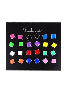 Бижутерия Пусеты в наборе, 12 пар Квадратные в металле (упаковка)