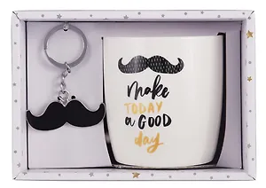Подарочный набор Кружка и брелок-усы Make today a Good day (коробка) (керамика) (12-topsun-202409-01)