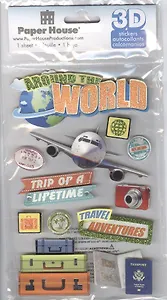 Наклейки для скрапбукинга Paper House Путешествие по миру 3D (STDM-0040) (упаковка)