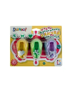 Панч креативный одинарный (набор из 3шт.) d=2,5см "ангел/бабочка/сердечко" 394015