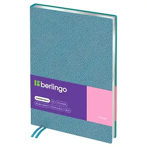 Ежедневник недат. А5 136л "Metallic" иск.кожа, сер. срез, голубой металлик