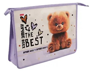 Папка для тетрадей А4 "Пушистый мишка" 24,5*34*7,5 см, 2 отделения